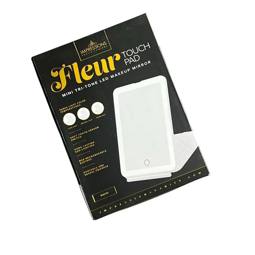 Impressions Vanity Fleur Touch Pad Mini Tri-Tone LED Makeup Mirror White